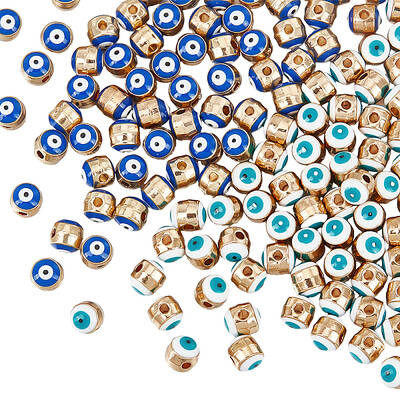 120Pcs 2 Colors Alloy Enamel Beads