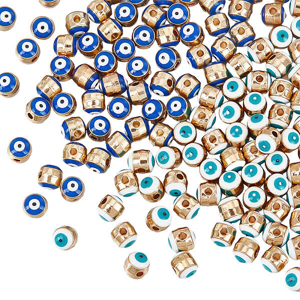 120Pcs 2 Colors Alloy Enamel Beads