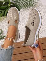Women's Fashionable Plain Color Lightweight Slip Ons Mesh Breathable Lightweight Sneakers, Flat Sneakers, Casual Comfortable ...