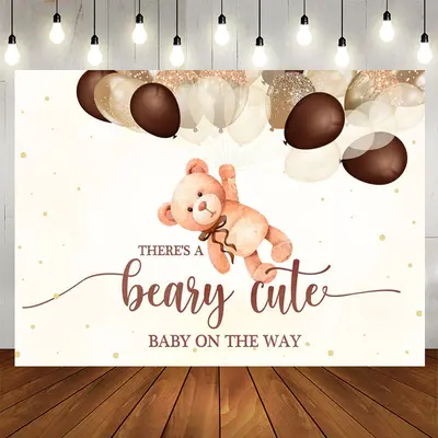 Aperturee Theres A Beary Cute Baby on the Way Baby Shower Backdrop
