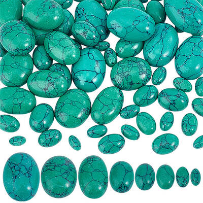 66Pcs 8 Styles Dyed Synthetic Turquoise Cabochons