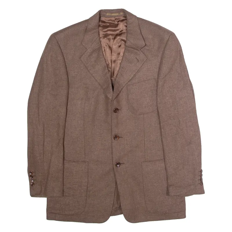 BOSS Vincente Mens Blazer Jacket Brown Knit Wool M