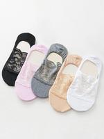 Women's 5 Pairs Floral Lace Invisible Socks, Summer 2024 Solid Color Hollow Out Breathable Comfy Boat Socks for Women, Women'...