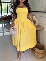 Women's Solid Color Tube Dress, Casual Sleeveless Strapless Dress for Summer, Women's Clothing for Daily Wear, Womenswear, Cl...