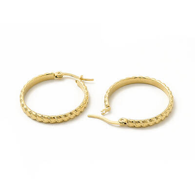 201 Stainless Steel Grooved Hoop Earrings with 304 Stainless Steel Pins for Women