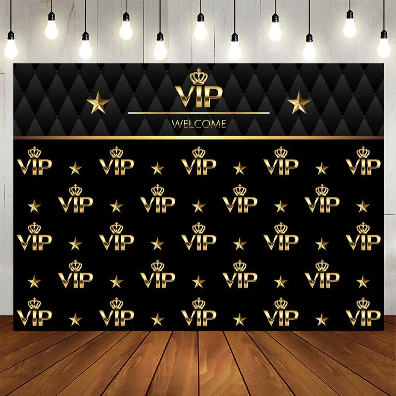 Aperturee Black Golden Welcome Vip Birthday Backdrop