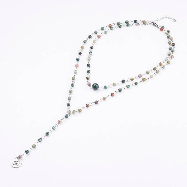 Natural Indian Agate Lariat Necklaces