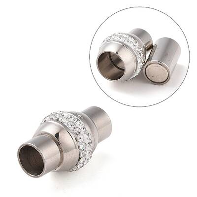 304 Stainless Steel Magnetic Clasps with Glue-in Ends