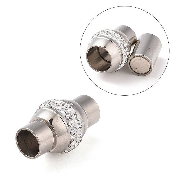 304 Stainless Steel Magnetic Clasps with Glue-in Ends