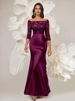 Miusol 34016A Women's Deep V Neck Sleeveless Ruffle Split Wedding Guest Outfit Party Dress