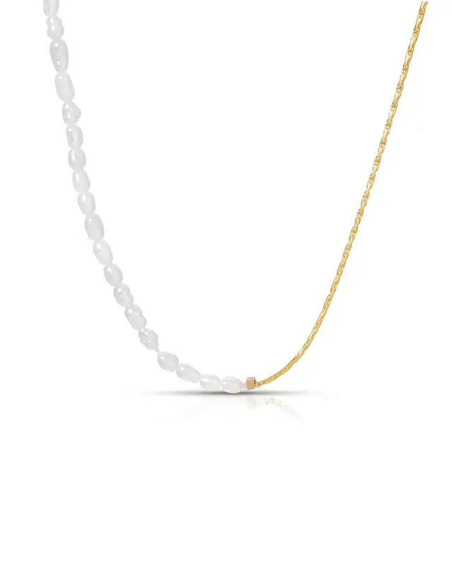 Assunta Gemstone Necklace | Metal Color: Gold | Gemstone: Freshwater Pearl