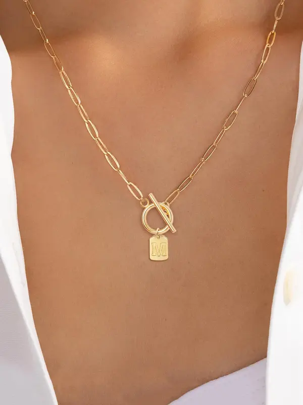 Fashion Letter Detail Pendant Necklace for Women, Stylish Clean Girl Jewelry for Party, Daily Clothing Decor, Trendy All-matc...
