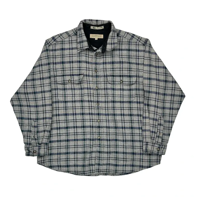 Claybrooke Outdoors Checked Flannel Shirt - XL Grey Cotton