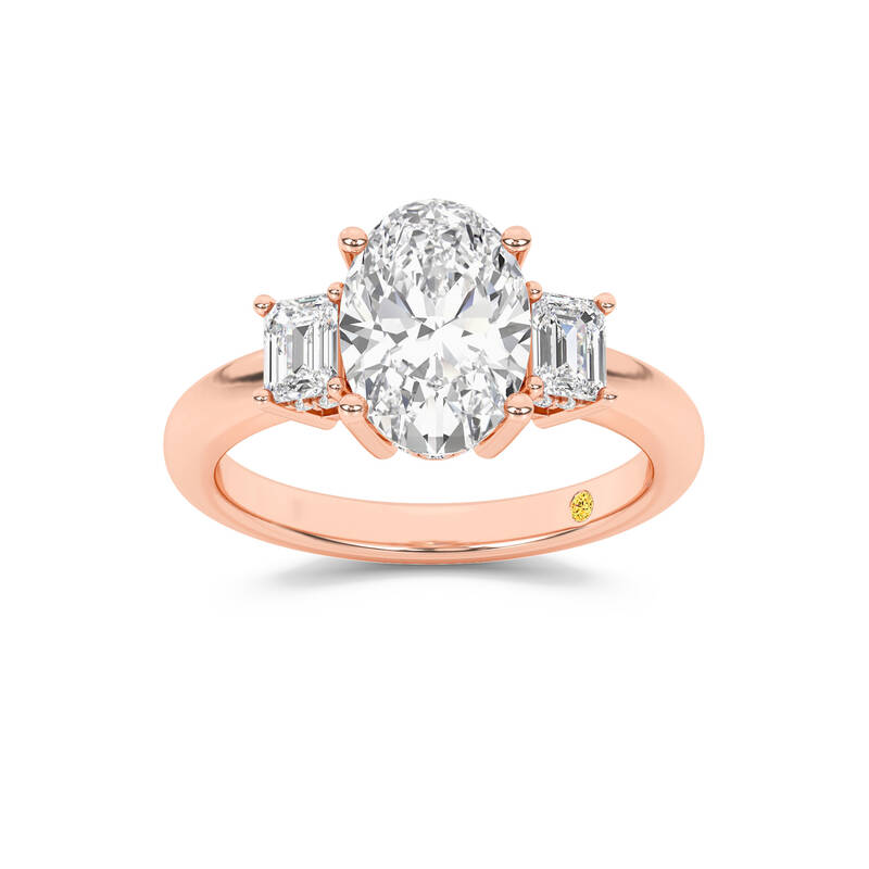 Seraphina Three Stone Hidden Halo Oval Lab Grown Diamond Engagement Ring | Rose Gold 1 1/2 - 4 1/2 CT. TW.