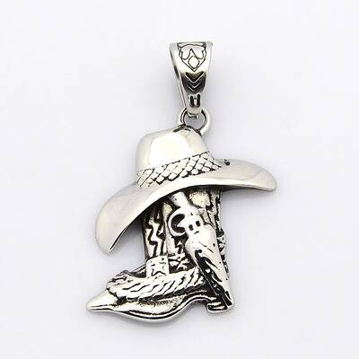 Retro 304 Stainless Steel Cowboy Hat Pendants