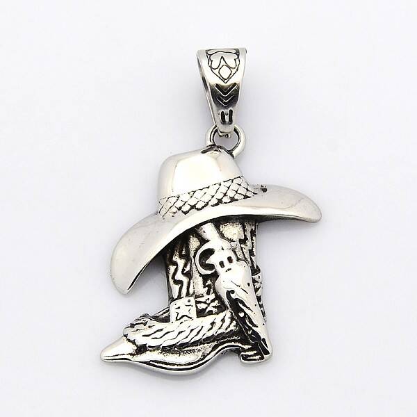 Retro 304 Stainless Steel Cowboy Hat Pendants