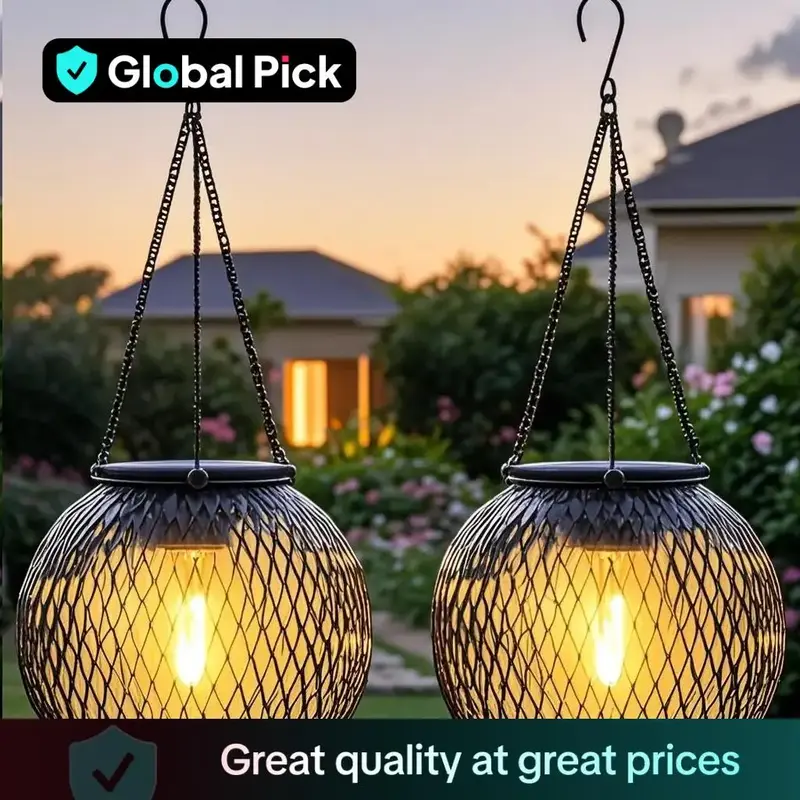 Outdoor Solar Hanging Light, 2 Counts Outdoor Garden Metal Hanging Light, Decorative Lighting Solar Waterproof Tree Light for...