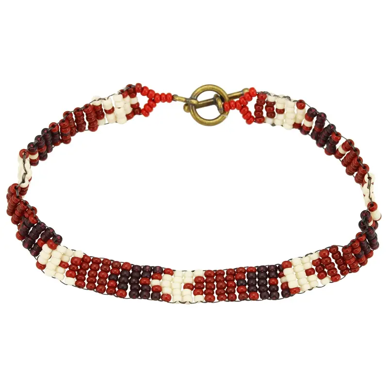 Haitian Bead Weaver Earth Tone Bracelet - Color Block