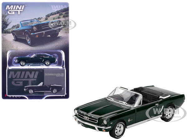 1964 Ford Mustang Convertible Highland Green Limited Edition 1/64 Diecast Model Car by Mini GT