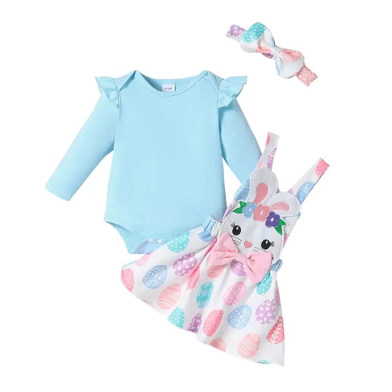 Baby Girls Romper and Skirt  and Headband Clothing Set Toddlers Easter Rabbit Clothes Clothing Babygirl Clothes Products #spr...