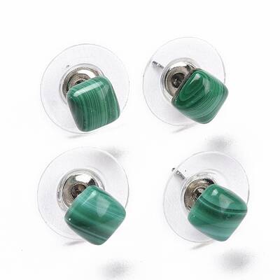 Natural Malachite Ear Studs