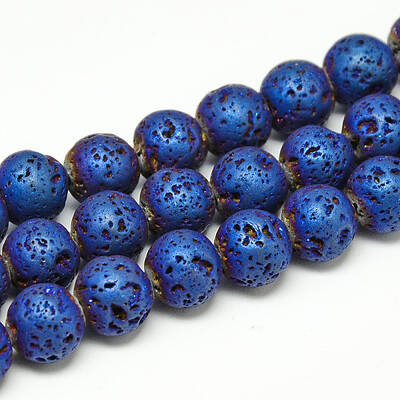 Electroplate Natural Lava Rock Beads Strands