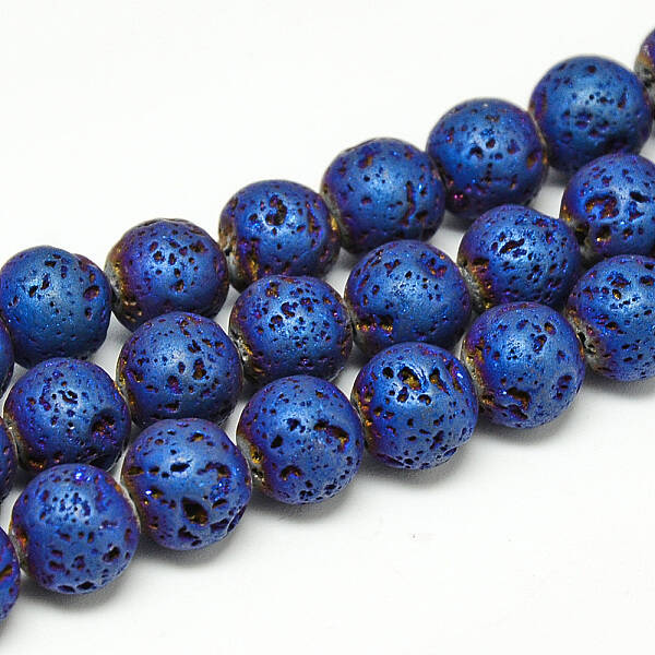 Electroplate Natural Lava Rock Beads Strands
