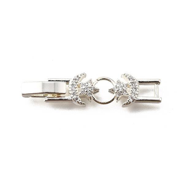 Brass Micro Pave Clear Cubic Zirconia Fold Over Clasps
