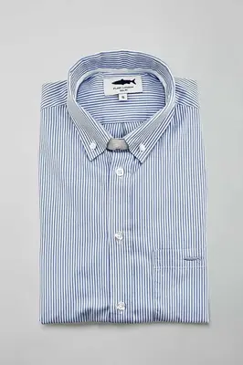Blue Striped Cotton Shirt for Men | Size: M | Color: Blue Stripe
