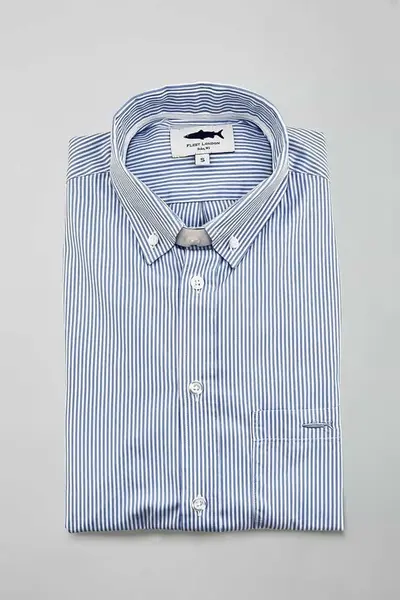 Blue Striped Cotton Shirt for Men | Size: M | Color: Blue Stripe