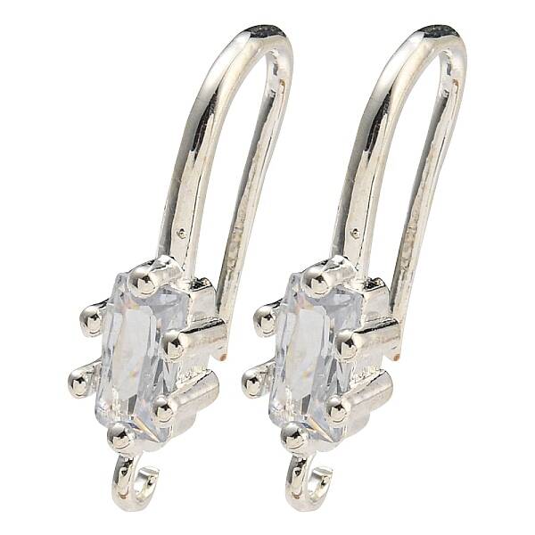 Brass Pave Clear Cubic Zirconia Earring Hooks