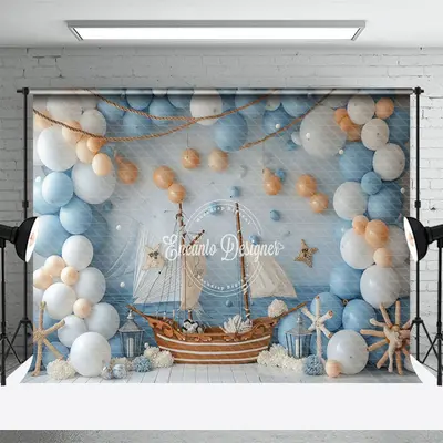 Aperturee Balloons Nautical Sailing Ship Cake Smash Backdrop, 3X2FT(1MX0.6M), 14 USD, birthday cake smash backdrops, ENHD1J70...
