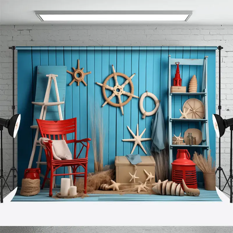 Blue Board Navigation Photography Summer Backdrop - Aperturee