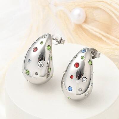 304 Stainless Steel Teardrop Stud Earrings