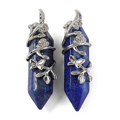 Dyed Natural Lapis Lazuli Double Terminal Pointed Pendants