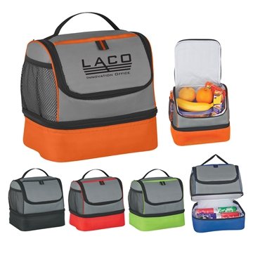 50 Promotional Two Compartment Lunch Pail Bag - Insulated & Mesh ...