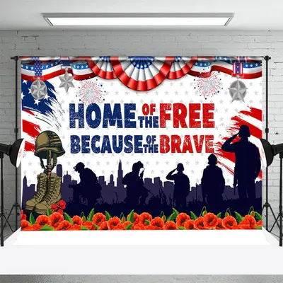 Floral Soldier USA Flag Independence Day Backdrop - Aperturee