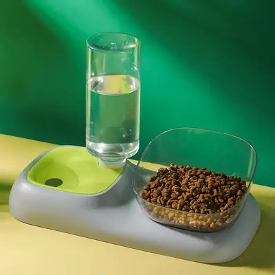 Automatic Watering Pet Food Bowl, 2 in 1 Pet Feeding Drinking Bowl, Pet Food Dispenser Bowl for Cats & Dogs