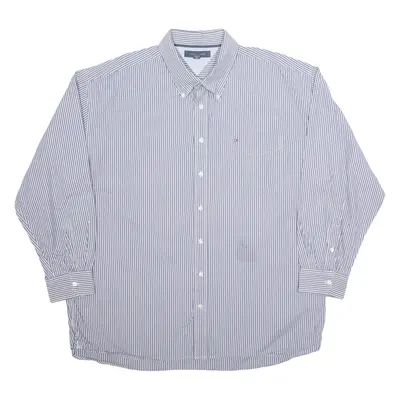 TOMMY HILFIGER Mens Shirt Blue Pinstripe Long Sleeve 2XL