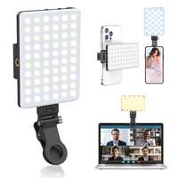 Vlog tiktok Selfie Fill Light，Led High Power Rechargeable Clip Fill Video Conference Light with Front&Back Clip, Adjusted 3...