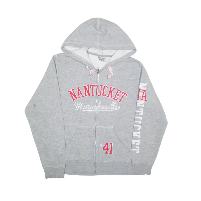 CAMP DAVID Nantucket Massachusetts USA Hoodie Grey Full Zip Womens M