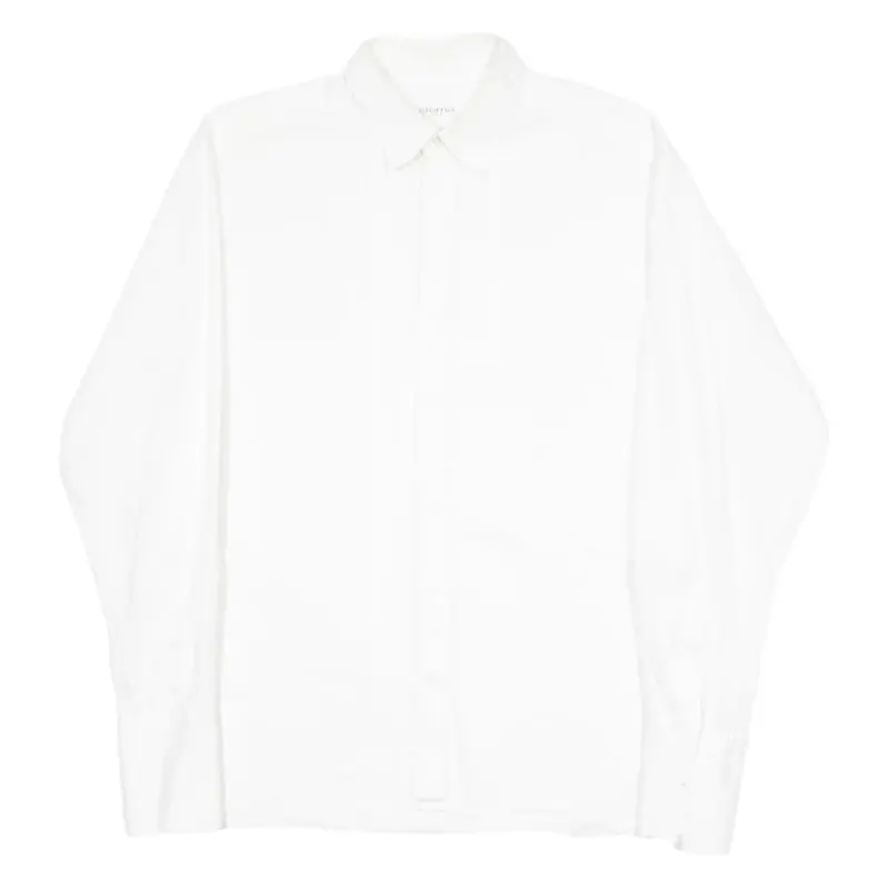 ETERNA Mens Plain Shirt White Long Sleeve L