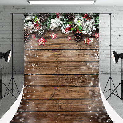 Wooden Star Snowflake Christmas Photo Sweep Backdrop - Aperturee