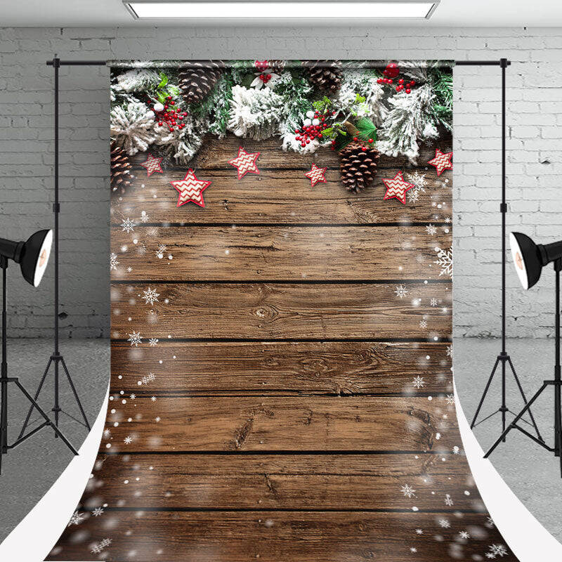 Wooden Star Snowflake Christmas Photo Sweep Backdrop - Aperturee