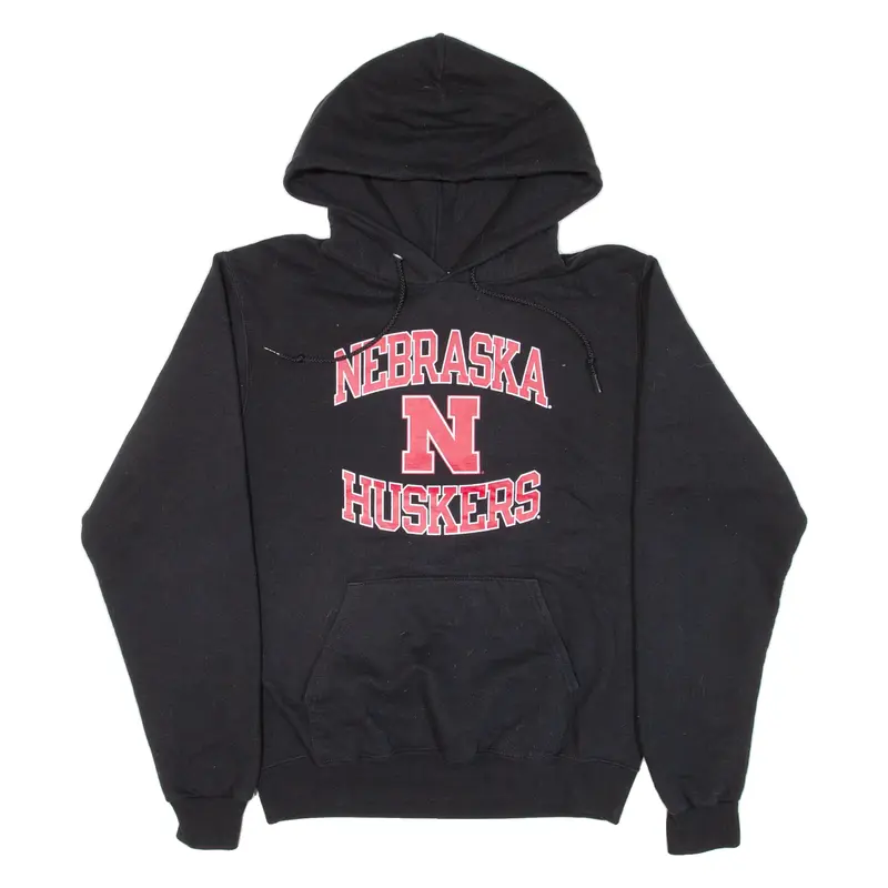 CHAMPION Nebraska Huskers Mens Black Hoodie USA S