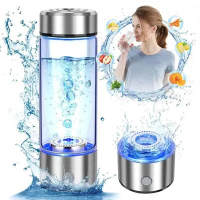 Portable Hydrogen Water Bottle, USB Rechargeable Hydrogen Water Ionizer Machine, Hydrogen Water Bottle Generator for Office, ...