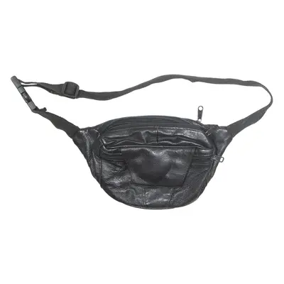 Womens Bum Bag Black Leather Faux Leather 90s