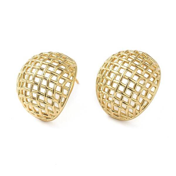 Rack Plating Brass Hollow Dome Stud Earrings for Women