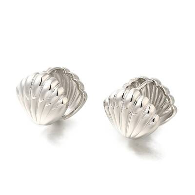 Rack Plating Shell Shape Brass Hoop Earrings