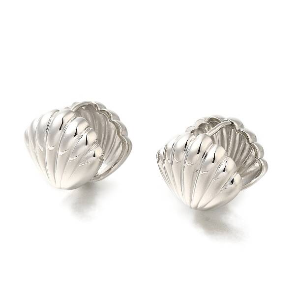Rack Plating Shell Shape Brass Hoop Earrings